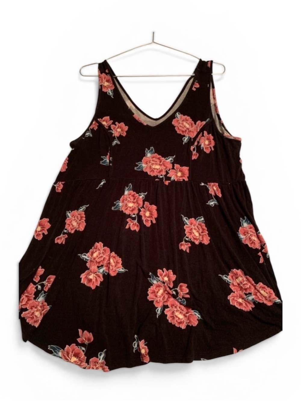 torrid Black Tank with Pink Floral Print 1x